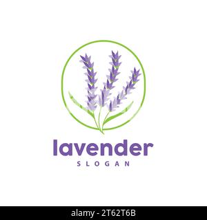 Lavender Logo, Simple Elegant Purple Flower Plant Vector, Greeting Card Design, Banner, Flower Ornament, Lavender Hand Drawn Wedding, Icon Symbol Illu Stock Vector