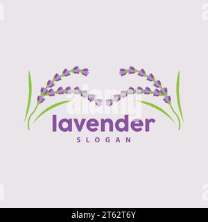 Lavender Logo, Simple Elegant Purple Flower Plant Vector, Greeting Card Design, Banner, Flower Ornament, Lavender Hand Drawn Wedding, Icon Symbol Illu Stock Vector