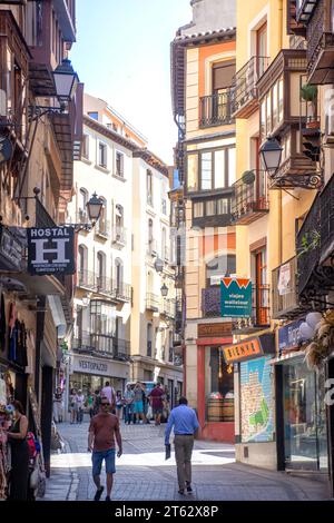 Street scene, Calle Comercio, Toledo, Castilla–La Mancha, Kingdom of Spain Stock Photo