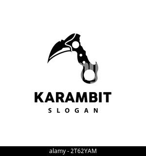 Kerambit Logo, Indonesia Fighting Weapon Vector, Ninja Fighting Tool Simple Design, Template Illustration Symbol Icon Stock Vector