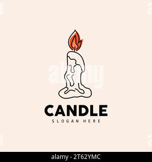 Candle Logo, Elegant Romantic Candle Light Dinner Flame Light Design, Traditional Spa Candle Vector Stock Vector