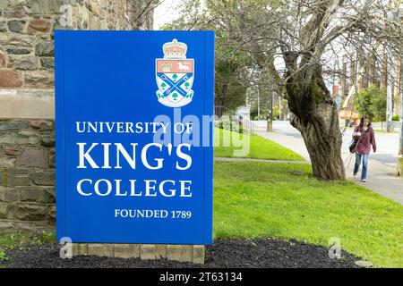 University of Kings College, Halifax Nova Scotia Canada. Sign outside the university buildings; Canada university education. Stock Photo