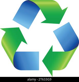 triangle green and blue recycle logo classic vector symbol isolated on white background Stock Vector