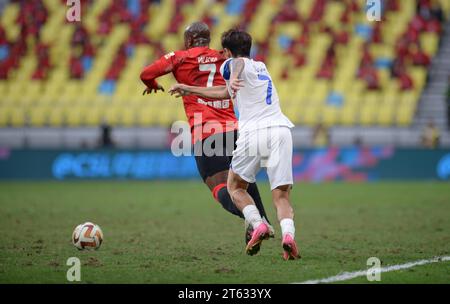 Chengdu Rongcheng Football Club defeated Meizhou Hakka Football Club with 3-0 at the thirtieth round of the 2023 Chinese Super League (CSL) in Chengdu Stock Photo