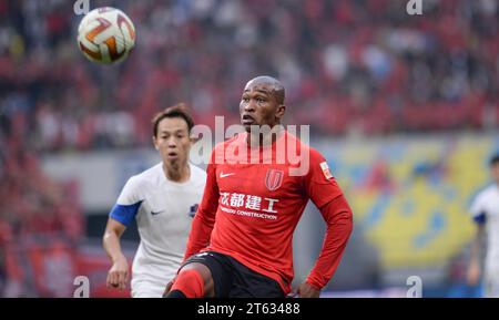 Chengdu Rongcheng Football Club defeated Meizhou Hakka Football Club with 3-0 at the thirtieth round of the 2023 Chinese Super League (CSL) in Chengdu Stock Photo