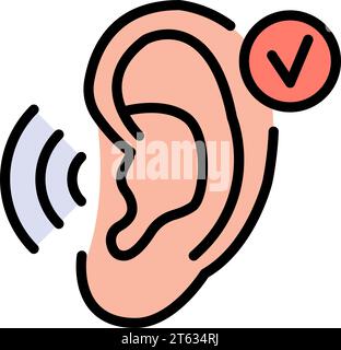Ear color vector icon, hearing symbol. Hearing aid gadget sign. Isolated symbol illustration. Simple, flat design for web or mobile app. Stock Vector