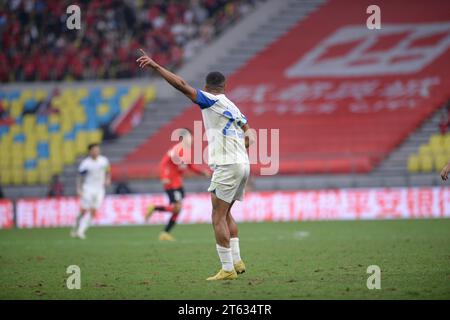 Chengdu Rongcheng Football Club defeated Meizhou Hakka Football Club with 3-0 at the thirtieth round of the 2023 Chinese Super League (CSL) in Chengdu Stock Photo