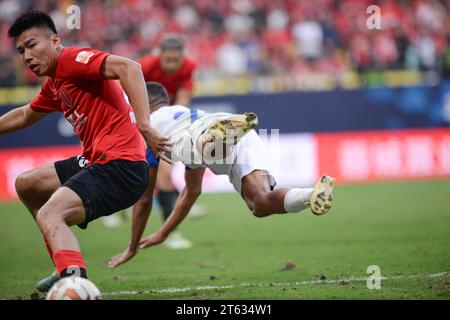 Chengdu Rongcheng Football Club defeated Meizhou Hakka Football Club with 3-0 at the thirtieth round of the 2023 Chinese Super League (CSL) in Chengdu Stock Photo