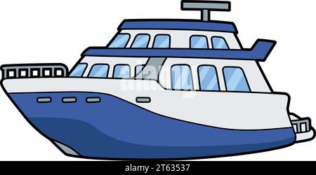 Yacht Vehicle Cartoon Colored Clipart Illustration Stock Vector