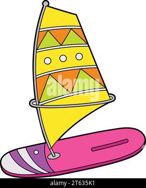 Windsurfer Cartoon Colored Clipart Illustration Stock Vector