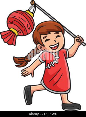 Year of the Dragon Child Holding Lantern Clipart Stock Vector Image ...