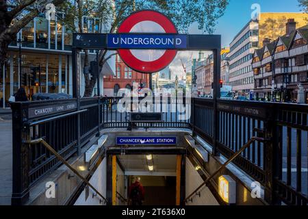 Chancery Lane Tube Station in central London. Chancery Lane London Underground Station London. Stock Photo