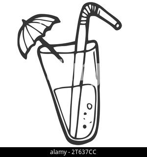 Hand drawn icon of cocktail in doodle style isolated Stock Vector
