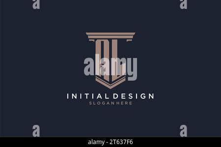 AL initial logo with pillar style, luxury law firm logo design ideas inspiration Stock Vector