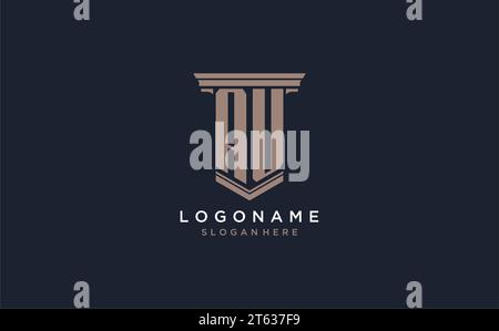 AU initial logo with pillar style, luxury law firm logo design ideas inspiration Stock Vector