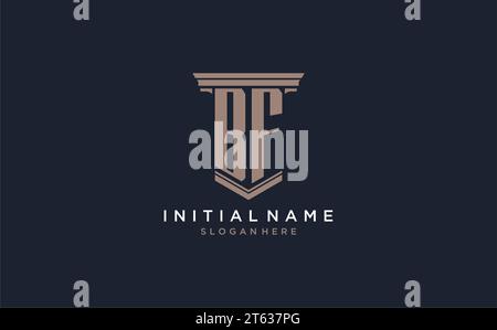 BF initial logo with pillar style, luxury law firm logo design ideas inspiration Stock Vector