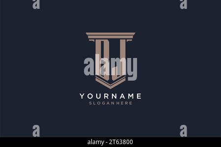 BJ initial logo with pillar style, luxury law firm logo design ideas inspiration Stock Vector