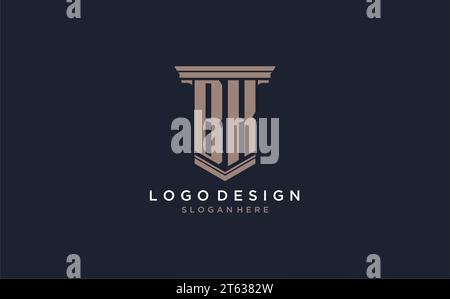 BK initial logo with pillar style, luxury law firm logo design ideas inspiration Stock Vector