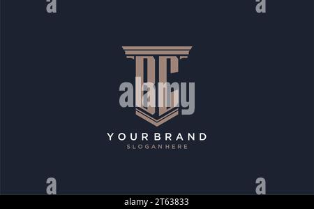 BC initial logo with pillar style, luxury law firm logo design ideas inspiration Stock Vector