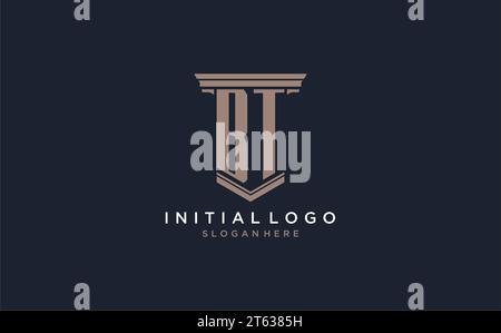 BT initial logo with pillar style, luxury law firm logo design ideas inspiration Stock Vector