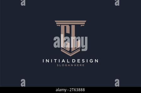 CL initial logo with pillar style, luxury law firm logo design ideas inspiration Stock Vector