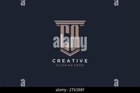 CQ initial logo with pillar style, luxury law firm logo design ideas inspiration Stock Vector