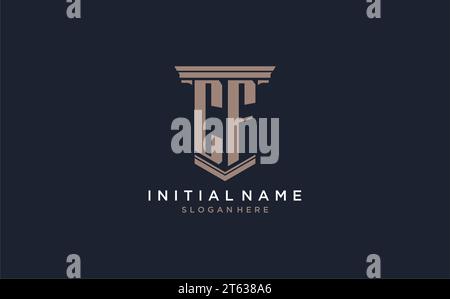CF initial logo with pillar style, luxury law firm logo design ideas inspiration Stock Vector