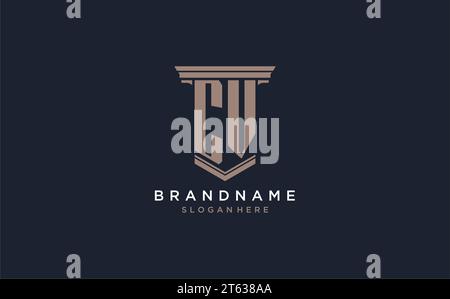 CV initial logo with pillar style, luxury law firm logo design ideas inspiration Stock Vector