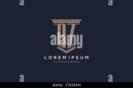 BZ initial logo with pillar style, luxury law firm logo design ideas inspiration Stock Vector