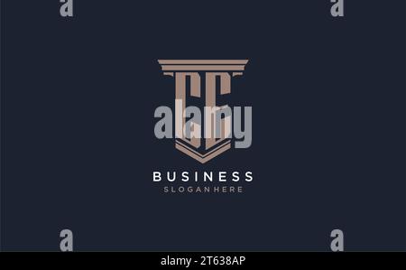 CE initial logo with pillar style, luxury law firm logo design ideas inspiration Stock Vector