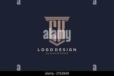 CK initial logo with pillar style, luxury law firm logo design ideas inspiration Stock Vector