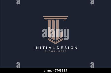 BL initial logo with pillar style, luxury law firm logo design ideas inspiration Stock Vector