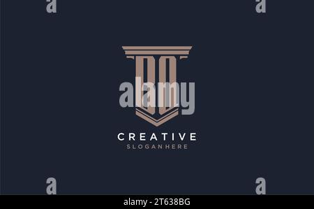 BQ initial logo with pillar style, luxury law firm logo design ideas inspiration Stock Vector