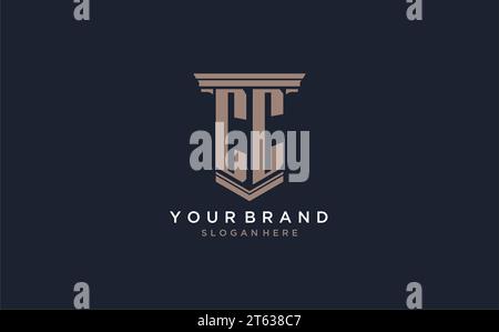 CC initial logo with pillar style, luxury law firm logo design ideas inspiration Stock Vector