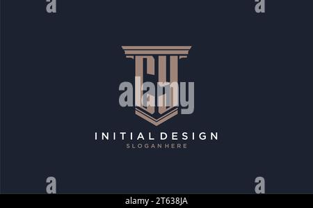 CY initial logo with pillar style, luxury law firm logo design ideas inspiration Stock Vector