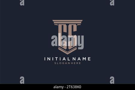 CS initial logo with pillar style, luxury law firm logo design ideas inspiration Stock Vector