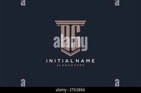 DS initial logo with pillar style, luxury law firm logo design ideas inspiration Stock Vector