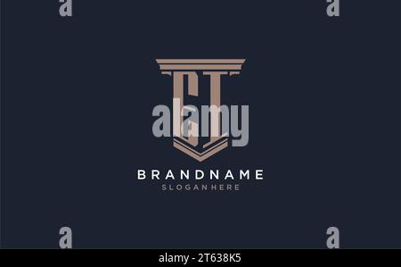 EI initial logo with pillar style, luxury law firm logo design ideas inspiration Stock Vector