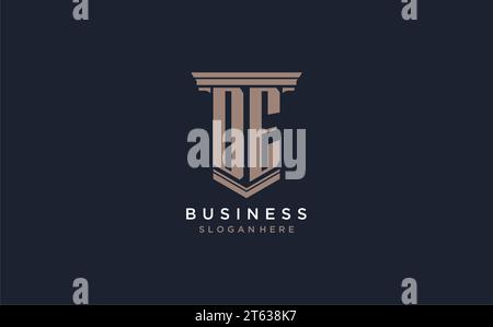 DE initial logo with pillar style, luxury law firm logo design ideas inspiration Stock Vector