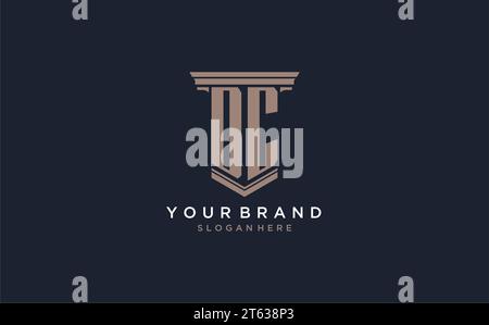 DC initial logo with pillar style, luxury law firm logo design ideas inspiration Stock Vector