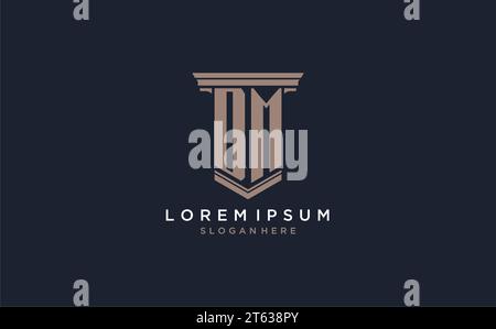 DM initial logo with pillar style, luxury law firm logo design ideas inspiration Stock Vector