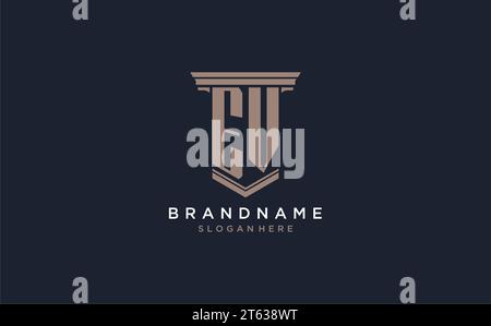 EV initial logo with pillar style, luxury law firm logo design ideas inspiration Stock Vector
