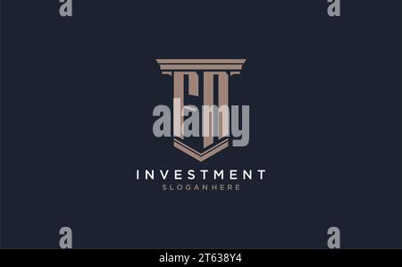FN initial logo with pillar style, luxury law firm logo design ideas inspiration Stock Vector