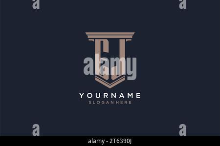 EJ initial logo with pillar style, luxury law firm logo design ideas inspiration Stock Vector