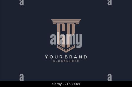 GP initial logo with pillar style, luxury law firm logo design ideas inspiration Stock Vector