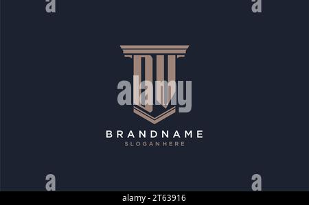DV initial logo with pillar style, luxury law firm logo design ideas inspiration Stock Vector