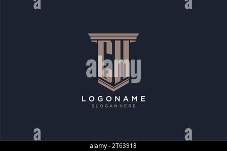 CH initial logo with pillar style, luxury law firm logo design ideas inspiration Stock Vector