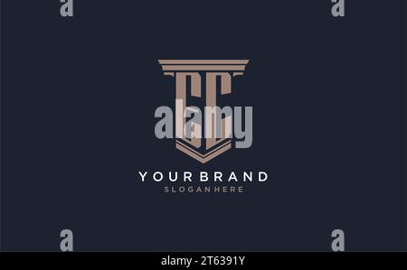 EC initial logo with pillar style, luxury law firm logo design ideas inspiration Stock Vector