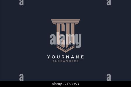 EW initial logo with pillar style, luxury law firm logo design ideas inspiration Stock Vector