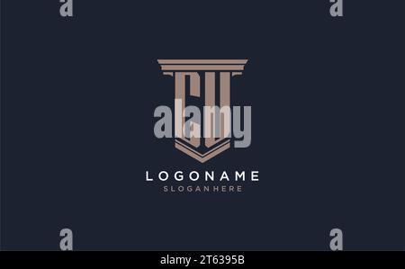 CU initial logo with pillar style, luxury law firm logo design ideas inspiration Stock Vector